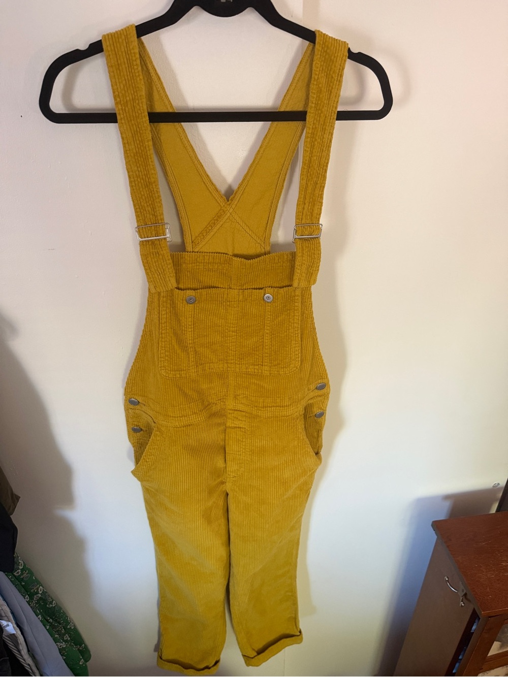 We The Free Mustard Corduroy Overalls sz 27 Free People